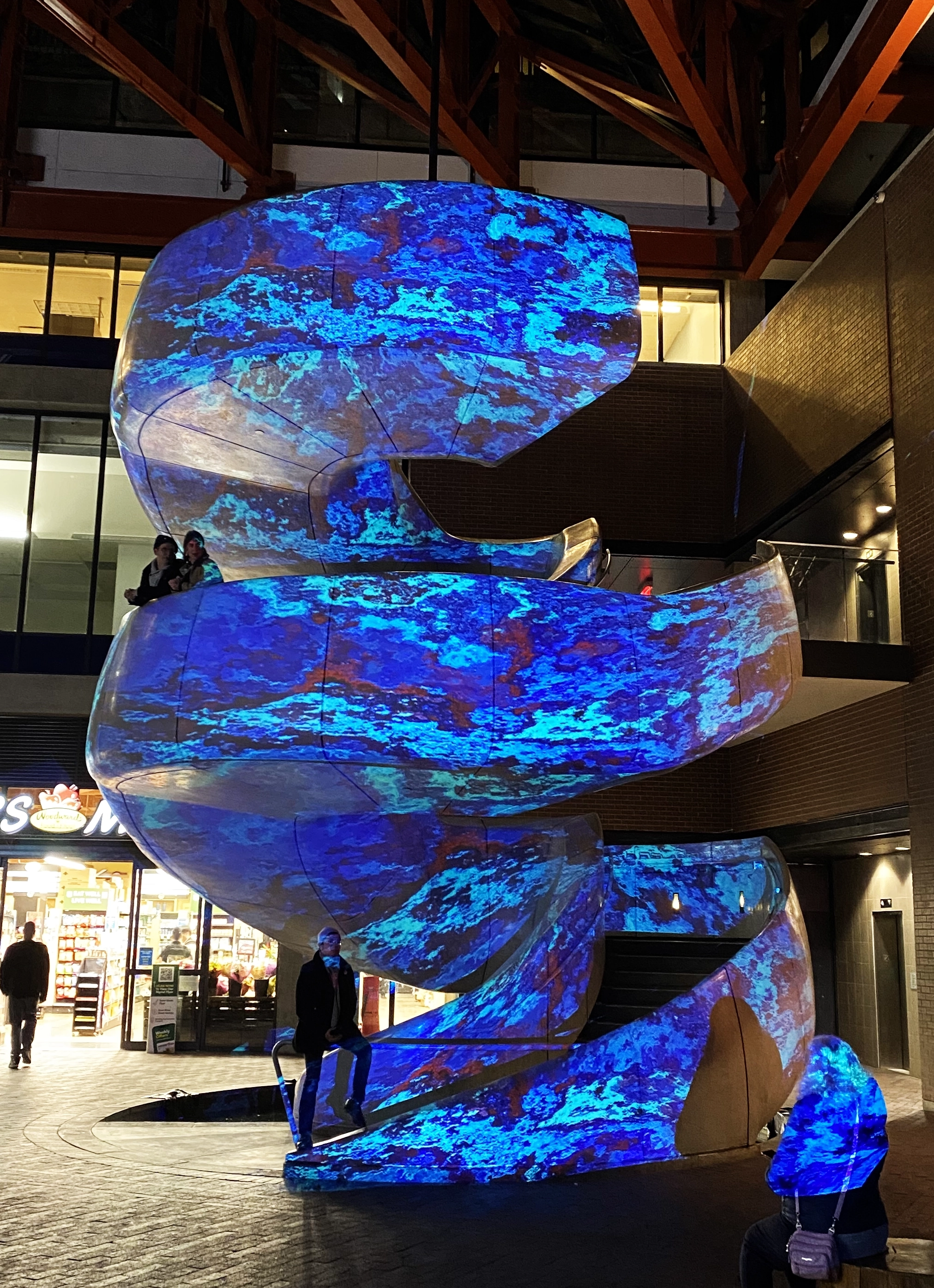 XEL · Noise-Fall — projection on Gastown staircase, Vancouver